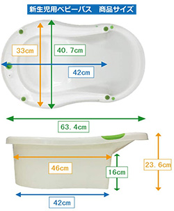 レンタル 新生児用ベビーバス　シンク兼用　 商品サイズ